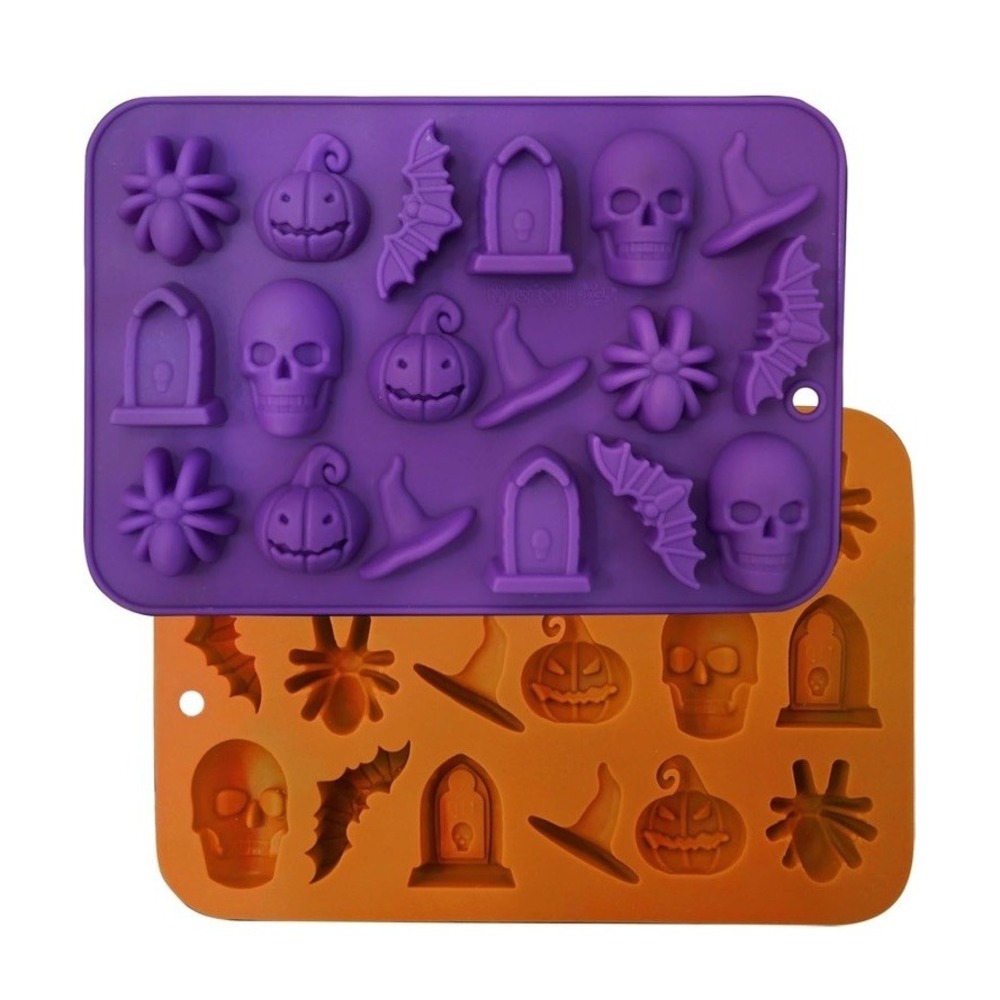 Halloween Molds Silicone for Chocolate 2 Pack 3D Halloween Chocolate Candy